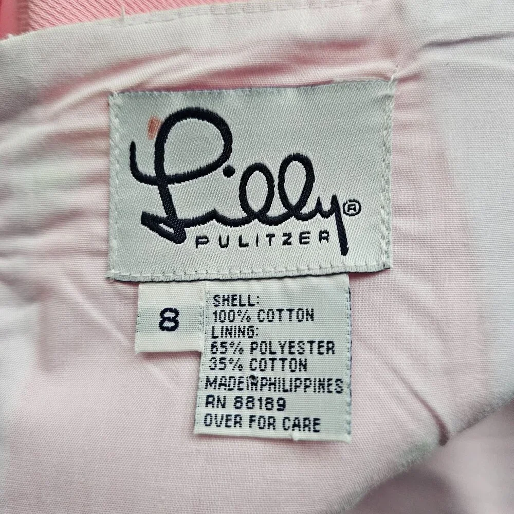 Lilly Pulitzer Women's Light Pink Daisy Lobster Embroidered A-Line Skirt Size 8 - Picture 7 of 16